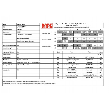 Löwen Dart SM94 Occasion Nr.11 Komplett revidiert